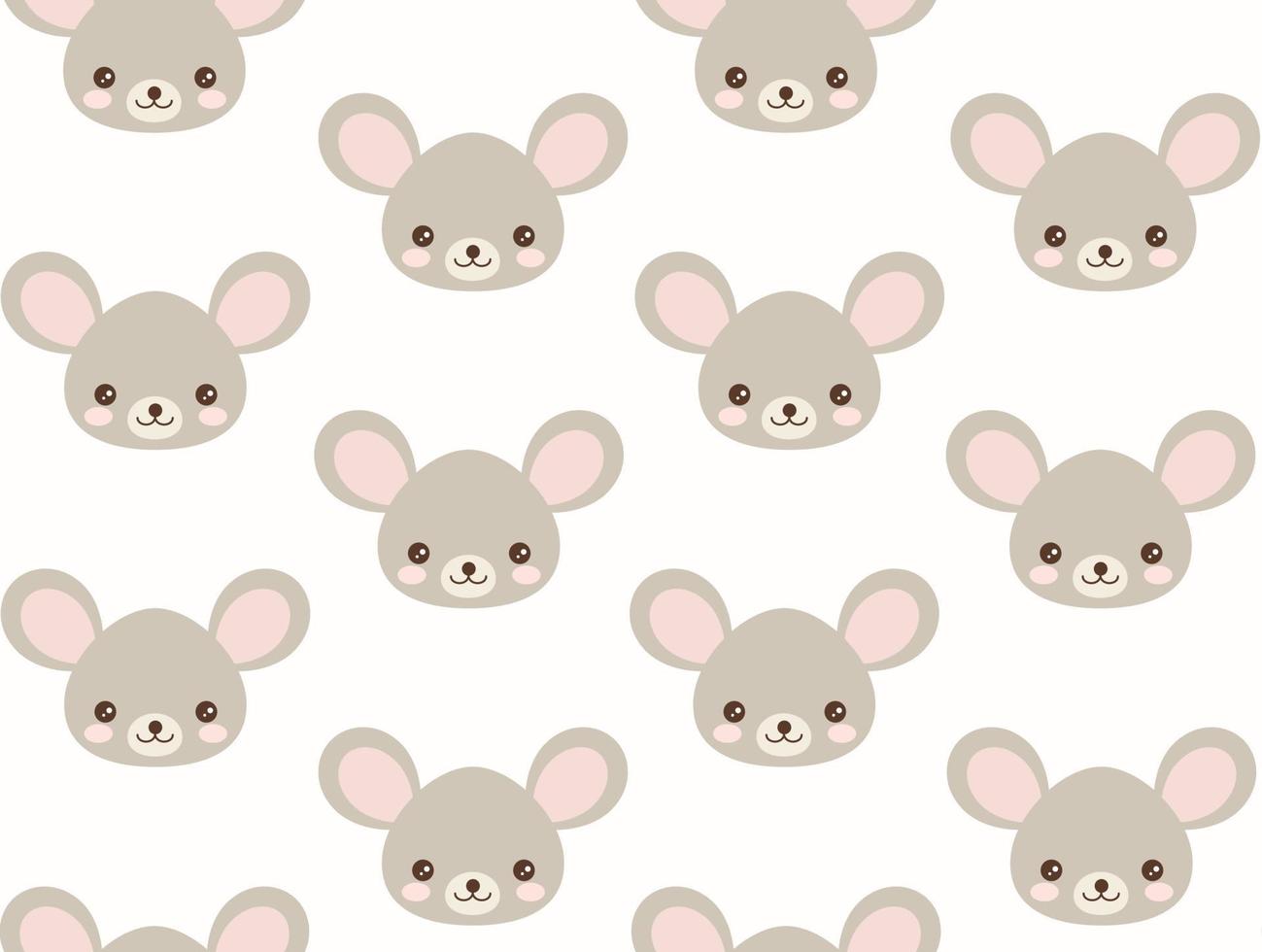 joli motif vectoriel de souris. tête de souris dans le style kawaii. arrière-plan transparent.