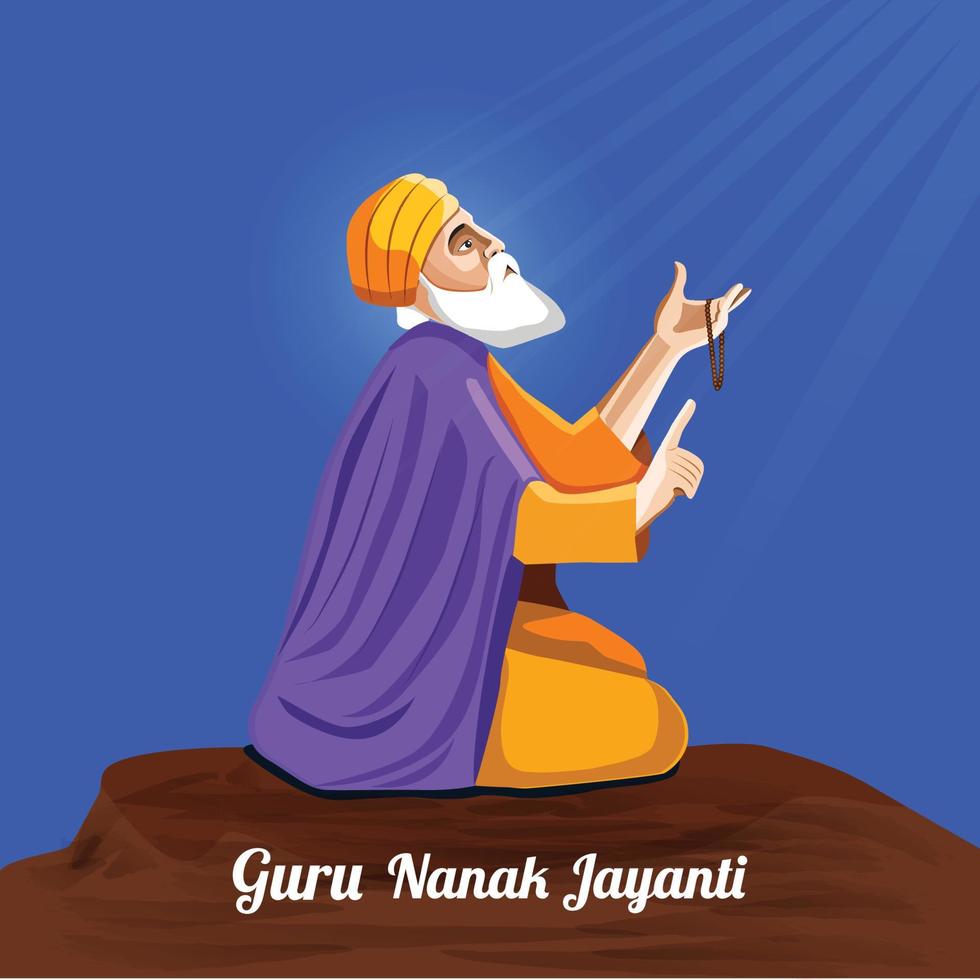 illustration de gurpurab heureux, festival gourou nanak jayanti de fond de célébration sikh vecteur