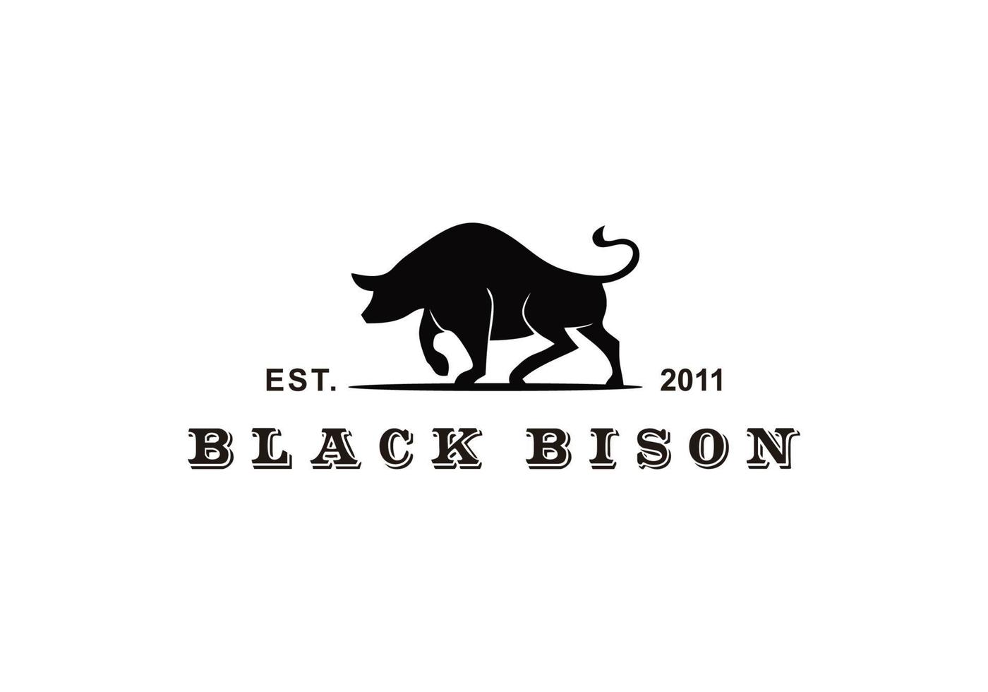 silhouette de bison avec typographie vintage pour la création de logo de restaurant de steak vecteur