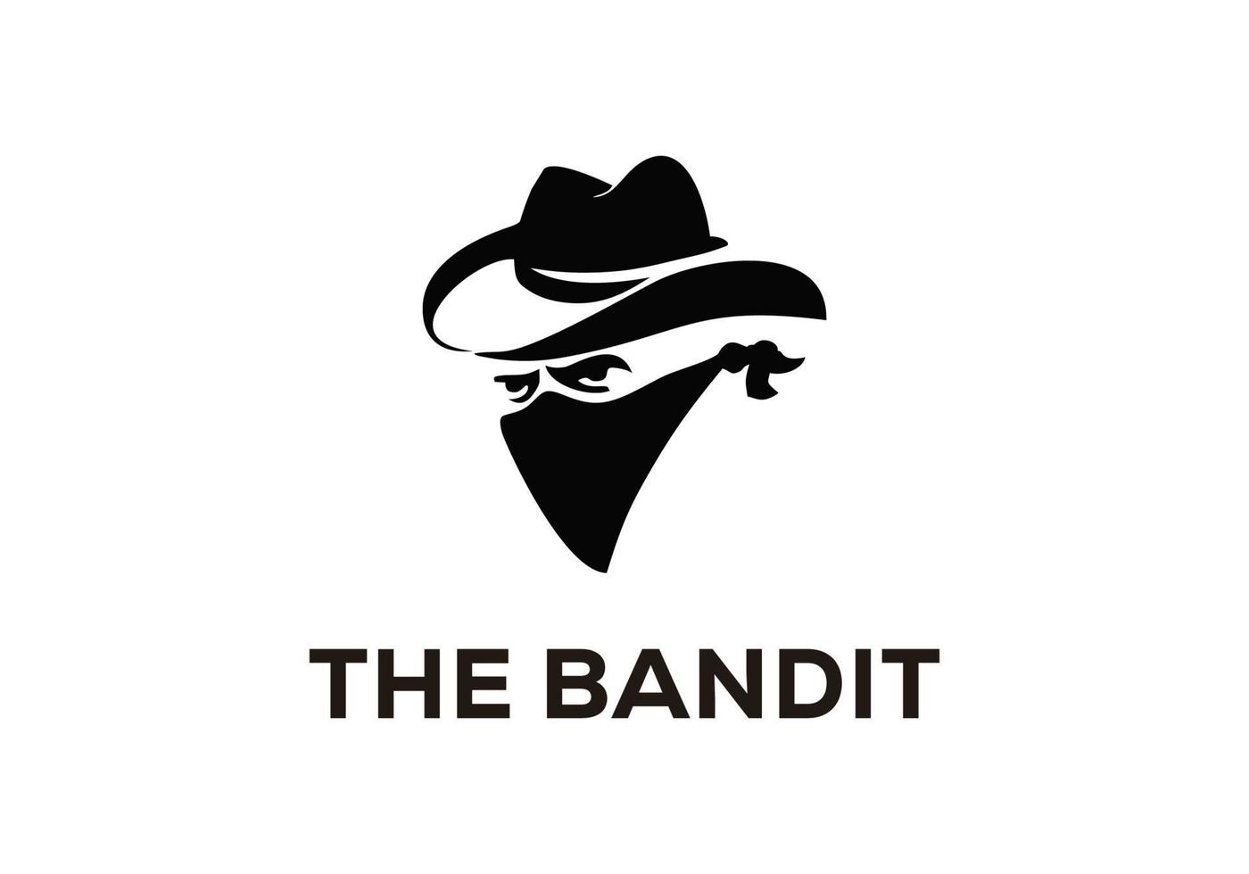 bandit cowboy avec bandana écharpe masque illustration logo vecteur