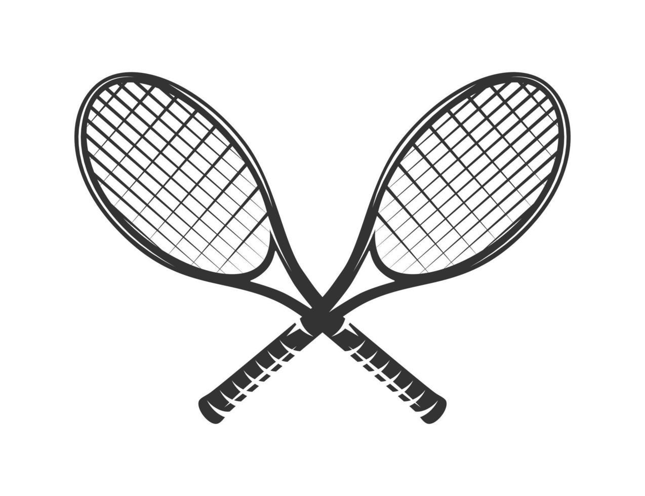 Raquettes de tennis sur gazon isolé sur fond blanc vecteur