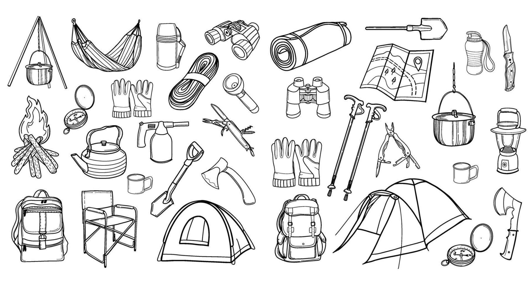 équipements touristiques. icônes pour le camping vecteur