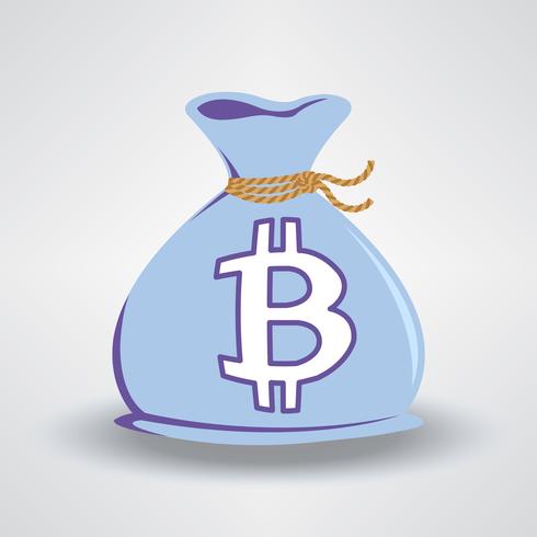 Sac d&#39;argent bleu Bitcoin vecteur