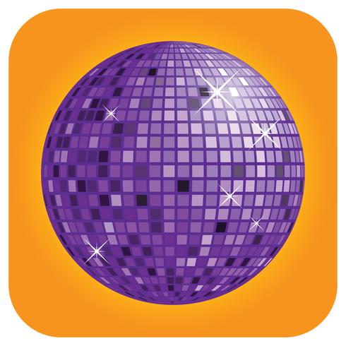 Boule disco violette avec le vecteur de fond orange