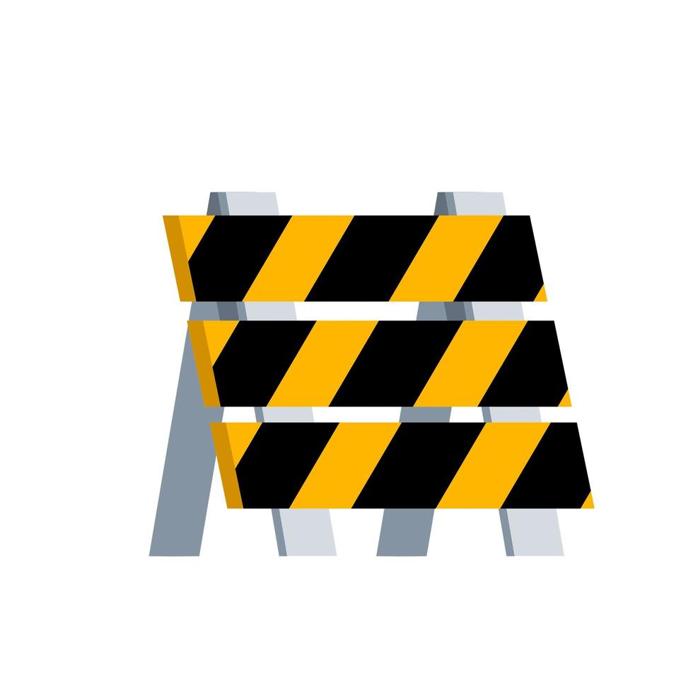 barrière routière. barrière de stationnement. signe jaune rayé. réparation et construction. vecteur
