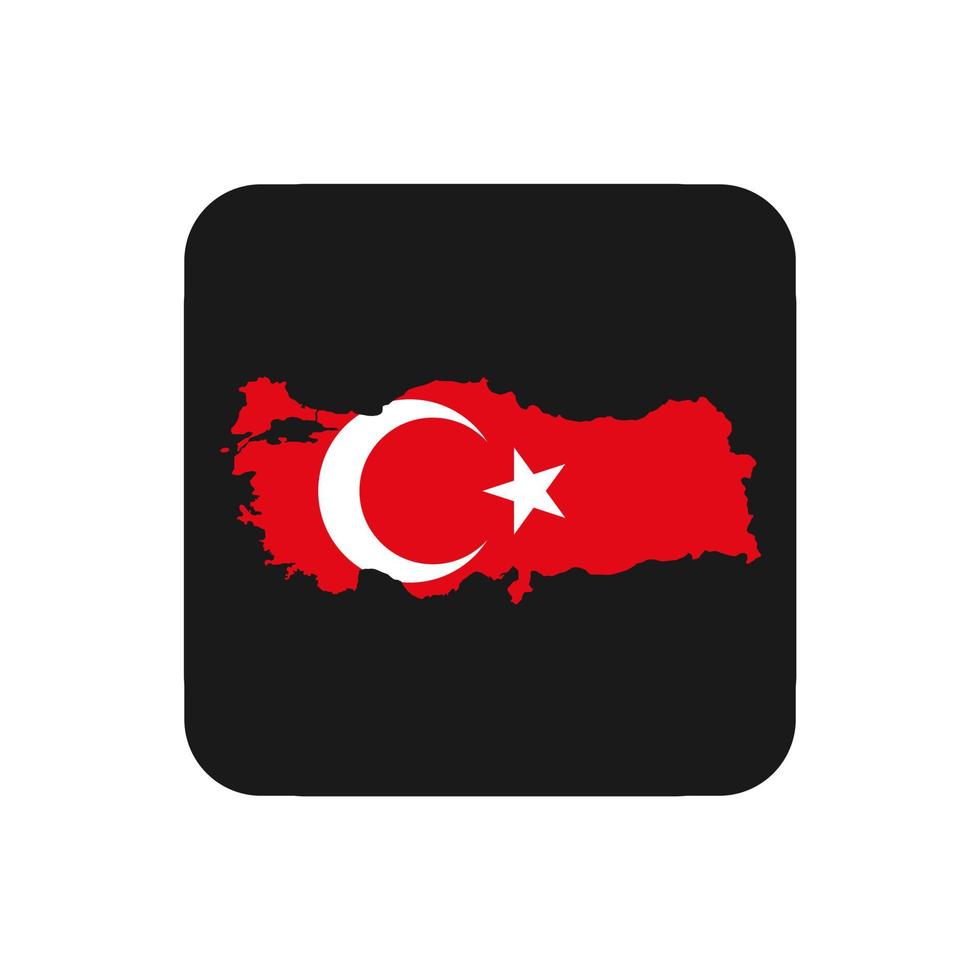 Turquie carte silhouette avec drapeau sur fond noir vecteur