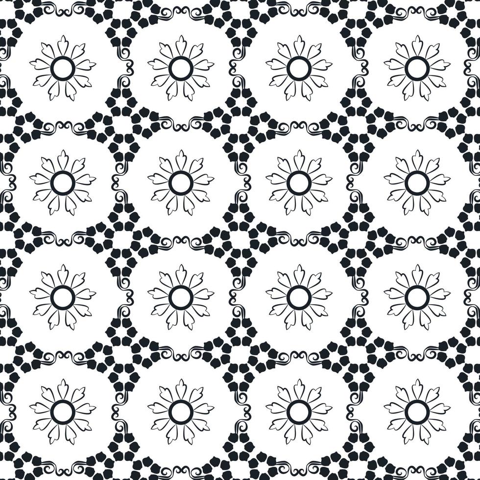 conception graphique vectorielle de fond de motif géométrique d'éléments floraux noirs et blancs. vecteur