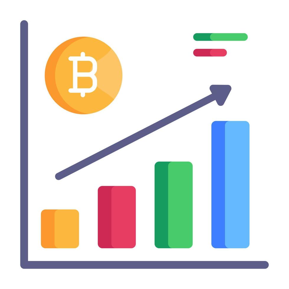 bitcoin et graphique, icône plate d'analyse de crypto-monnaie vecteur