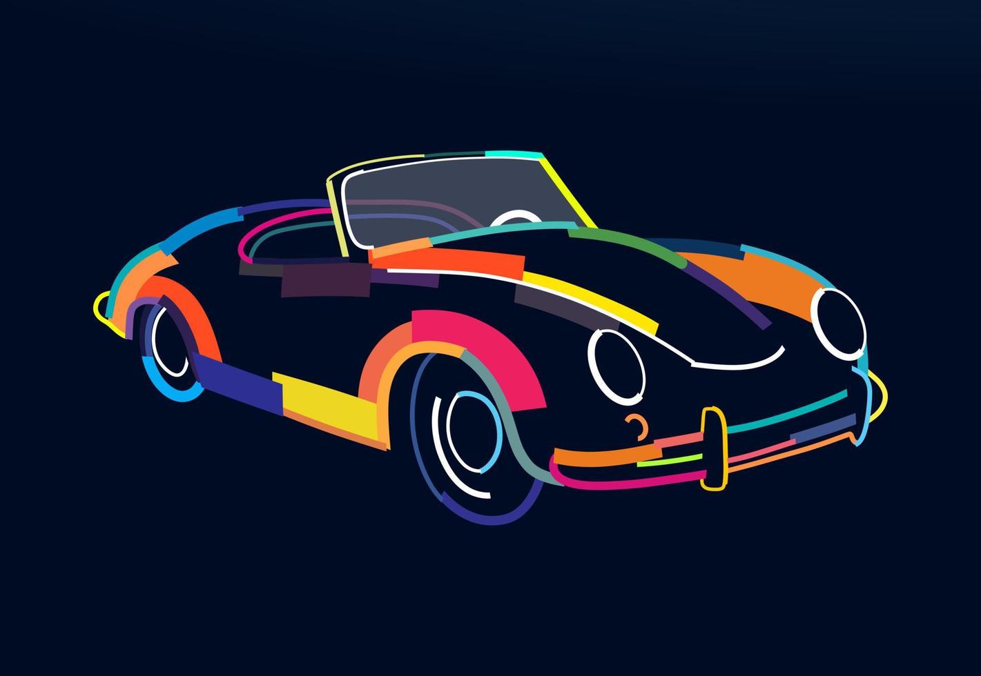 cabriolet de voiture rétro abstrait de peintures multicolores. dessin coloré. illustration vectorielle de peintures vecteur
