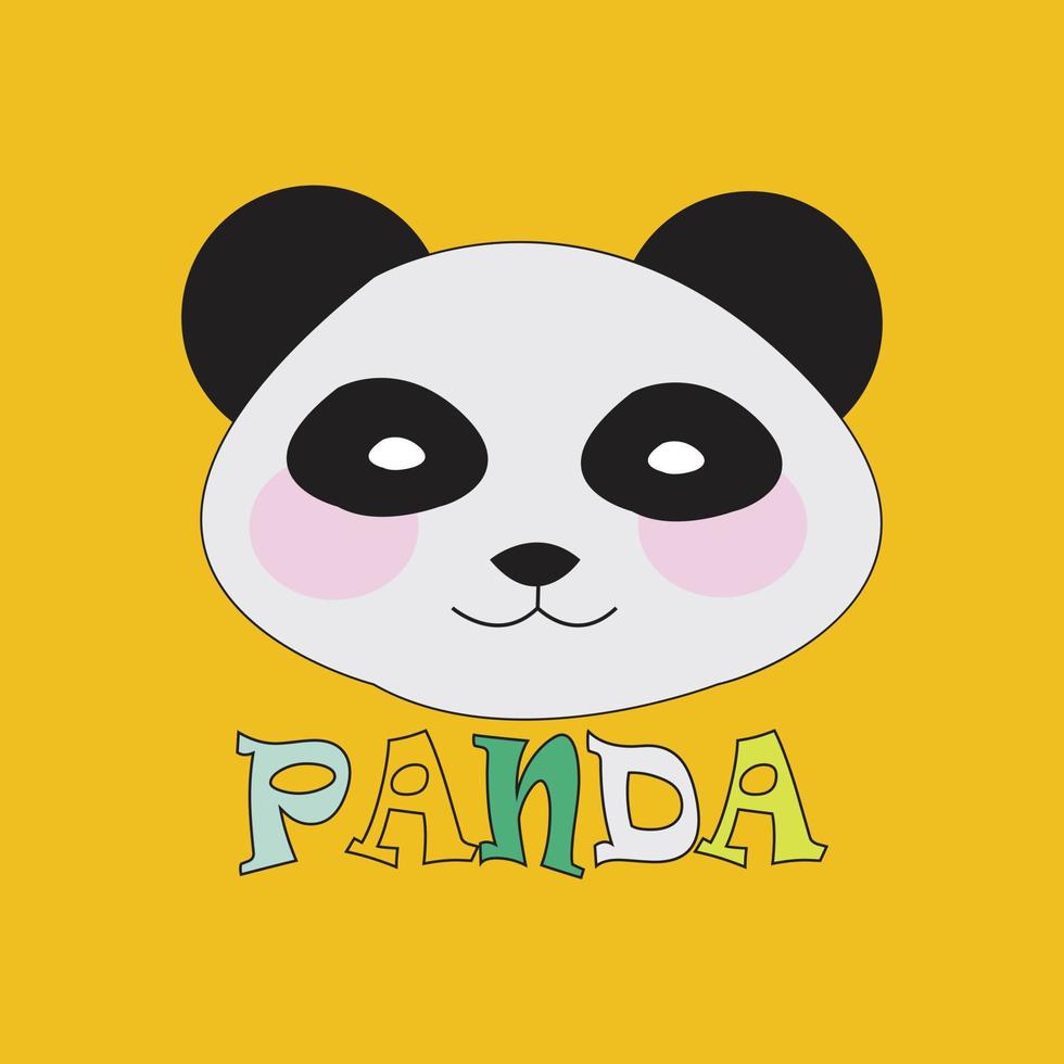 icône de vecteur de personnage de visage de panda mignon sur fond jaune