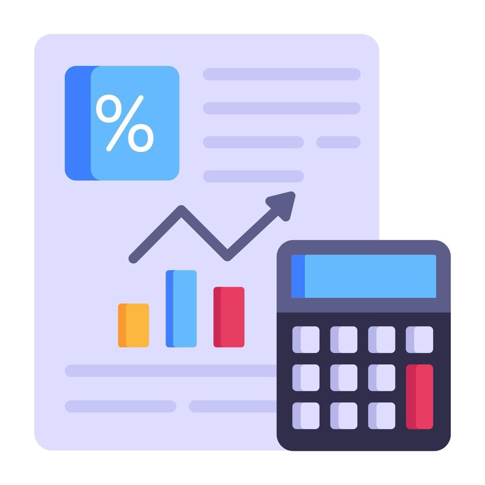 icône plate modifiable de comptabilité d'entreprise, calculatrice avec rapport d'activité vecteur