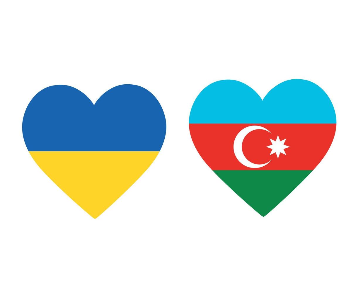 drapeaux de l'ukraine et de l'azerbaïdjan emblème national de l'europe icônes de coeur illustration vectorielle élément de conception abstraite vecteur