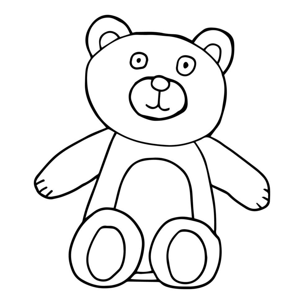 doodle ours en peluche jouet pour enfants isolé sur fond blanc. cadeau ou cadeau pour les enfants. vecteur