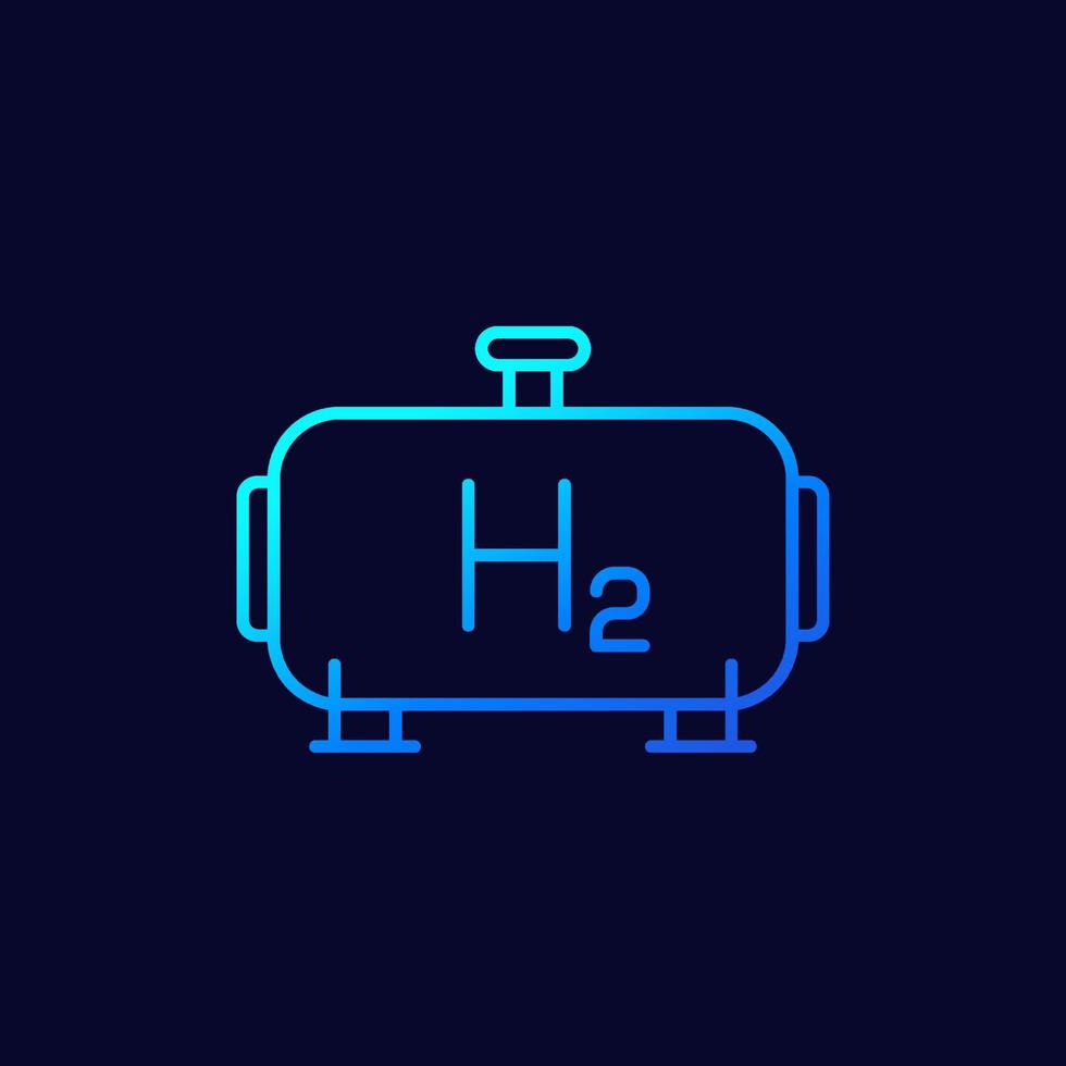 icône de ligne de réservoir de gaz hydrogène sur dark vecteur