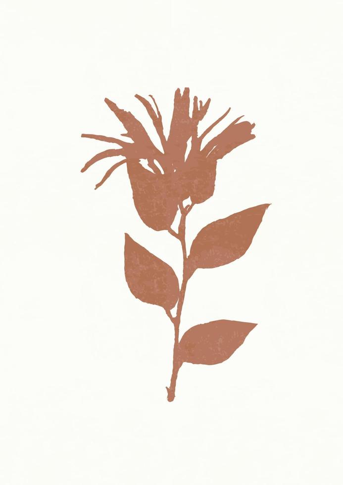 décoration murale bohème avec un motif de fleurs aux tons de terre. art mural minimaliste et naturel, illustration vectorielle botanique d'impression d'art moderne pour la décoration murale, galerie d'accueil, carte postale, brochure vecteur