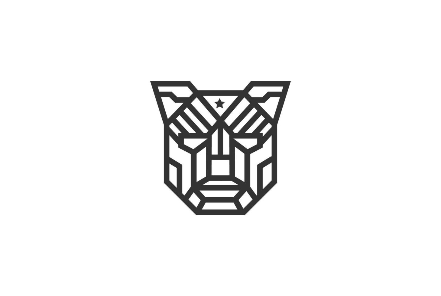 vecteur de conception de logo de ligne de visage de tête de robot de fer géométrique
