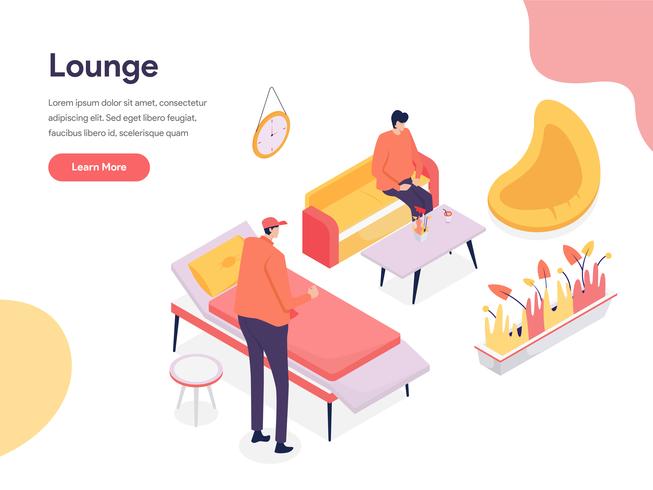 Lounge Illustration Concept. Concept de conception isométrique de la conception de pages Web pour site Web et site Web mobile. Illustration vectorielle vecteur