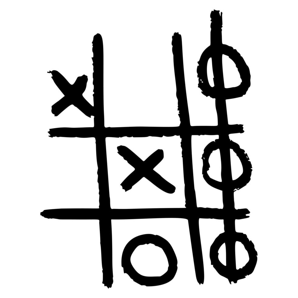 tic tac toe esquissé isolé. jeu vintage dans un style dessiné à la main. vecteur