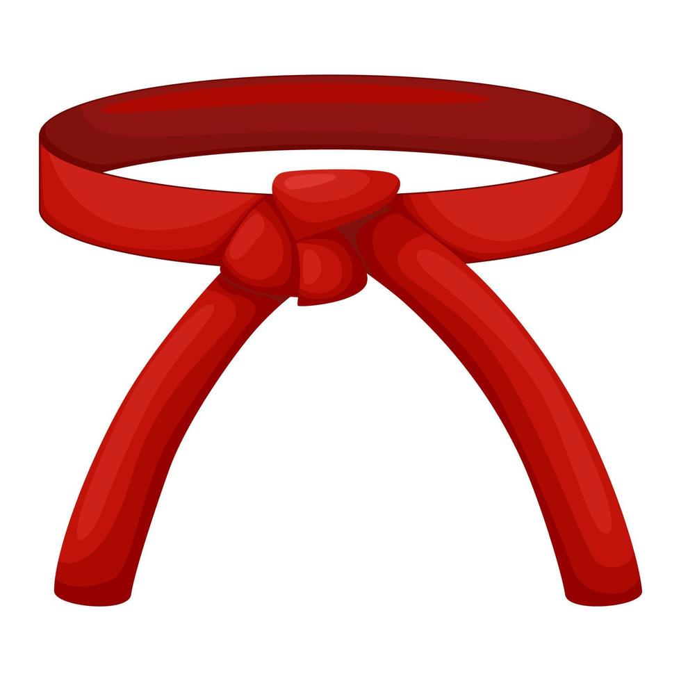 ceinture de karaté couleur rouge isolée sur fond blanc. icône du design de l'art martial japonais dans un style plat. vecteur