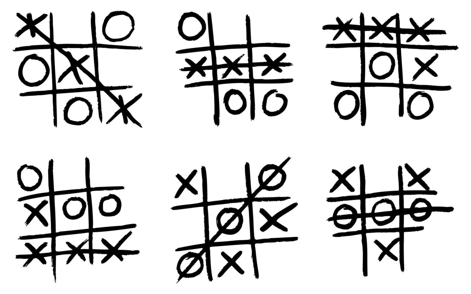 set tic tac toe esquissé isolé. jeu vintage dans un style dessiné à la main. vecteur