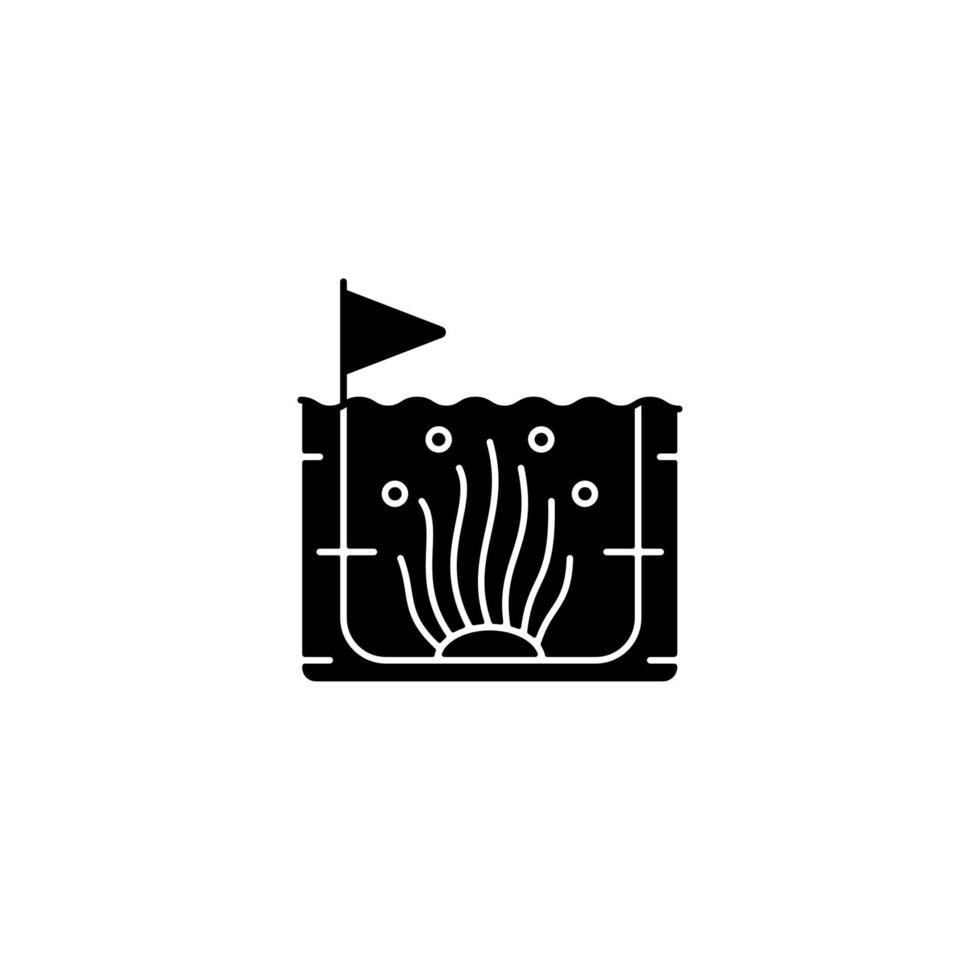 icône de glyphe noir d'algaculture. production commerciale d'algues. culture et production d'algues pour le commerce. culture et culture de microalgues. symbole de la silhouette sur l'espace blanc. illustration vectorielle isolée vecteur