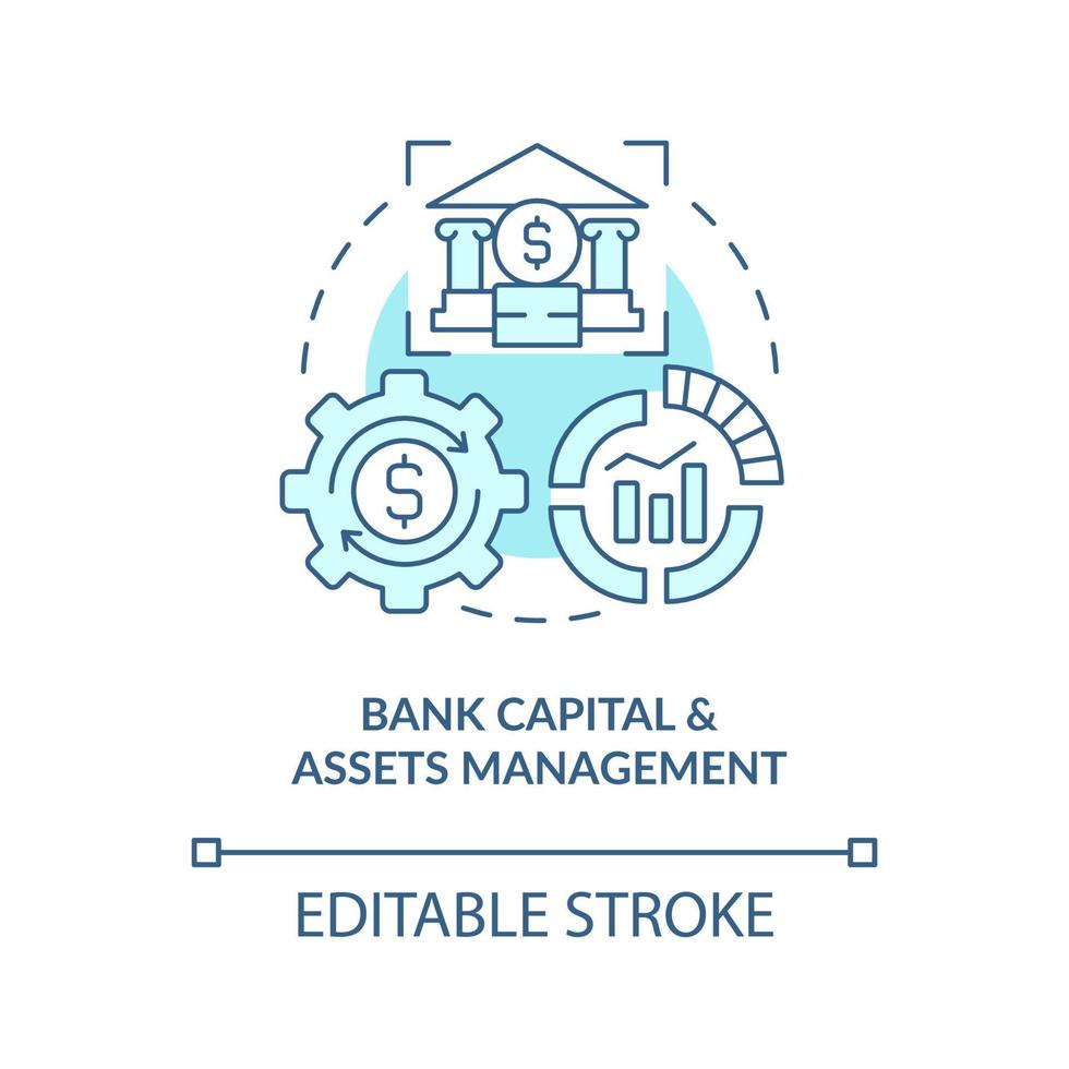 icône de concept de gestion du capital bancaire. système de mesure du capital. réglementation des actifs financiers idée abstraite illustration de la ligne mince. dessin de couleur de contour isolé de vecteur. trait modifiable vecteur