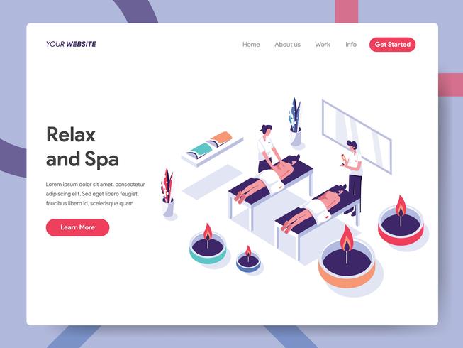 Modèle de page d&#39;atterrissage de Relax et Spa Illustration Concept. Concept de design plat isométrique de la conception de pages Web pour site Web et site Web mobile. Illustration vectorielle EPS 10 vecteur
