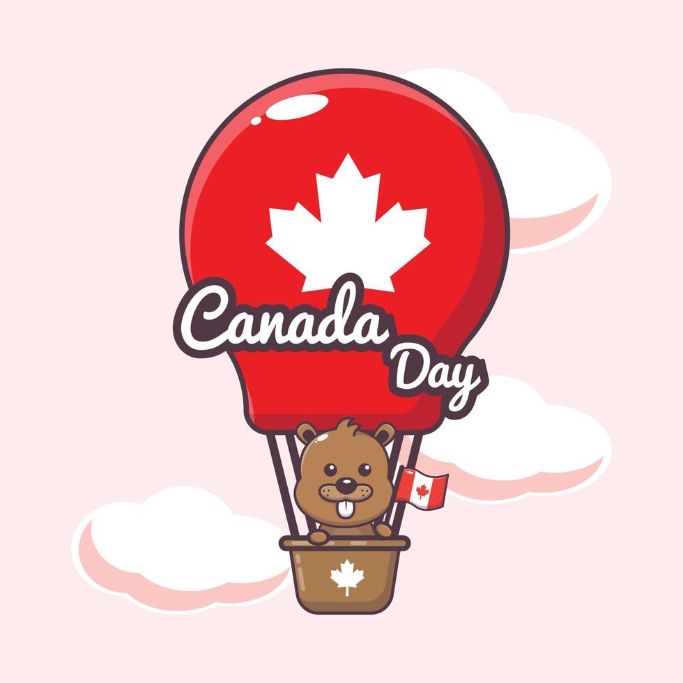 illustration de la fête du canada avec un personnage de dessin animé mignon castor vecteur