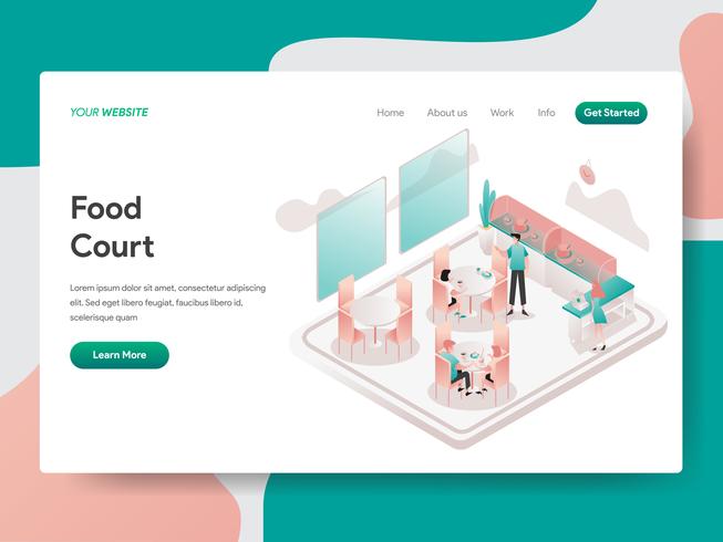 Modèle de page d&#39;atterrissage de Food Illustration Illustration Concept. Concept de conception isométrique de la conception de pages Web pour site Web et site Web mobile. Illustration vectorielle vecteur