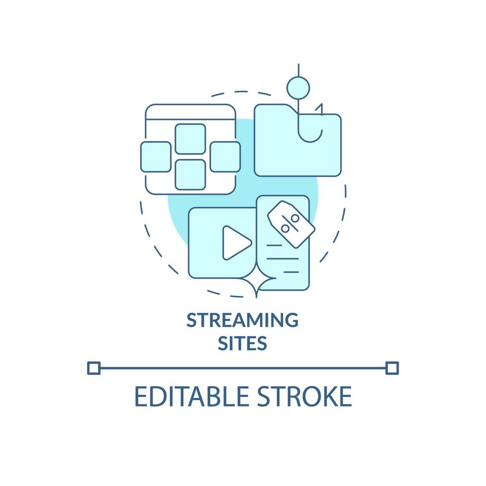 icône de concept bleu de sites de streaming. source de piratage idée abstraite illustration fine ligne. diffusion illégale. films sans licence. dessin de couleur de contour isolé de vecteur. trait modifiable vecteur