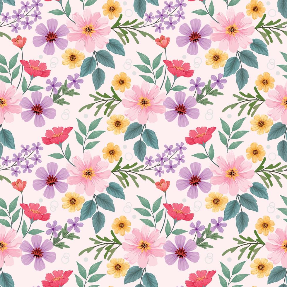 main colorée dessiner un motif sans couture de fleurs pour le papier peint textile en tissu. vecteur