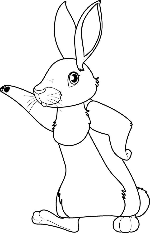 contour de griffonnage de lapin à colorier vecteur