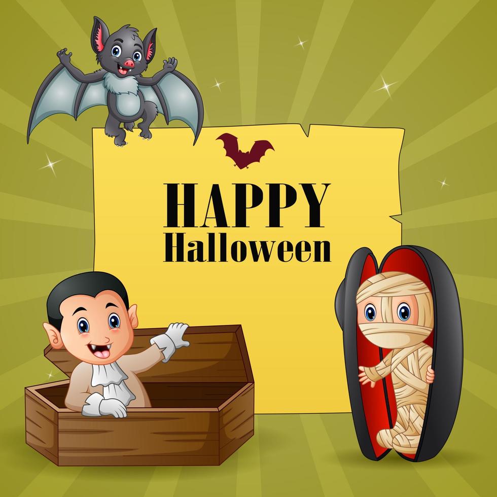 conception de texte halloween avec maman et vampire vecteur