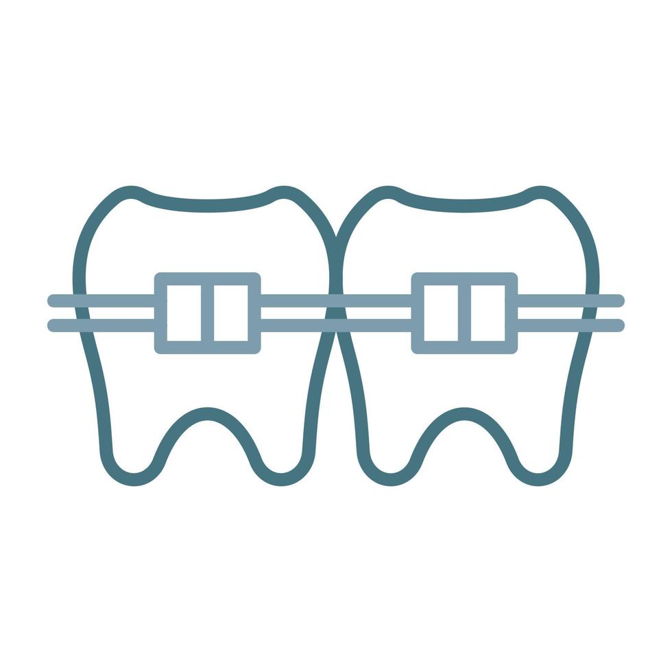 L'icône de deux couleurs de la ligne des accolades dentaires vecteur