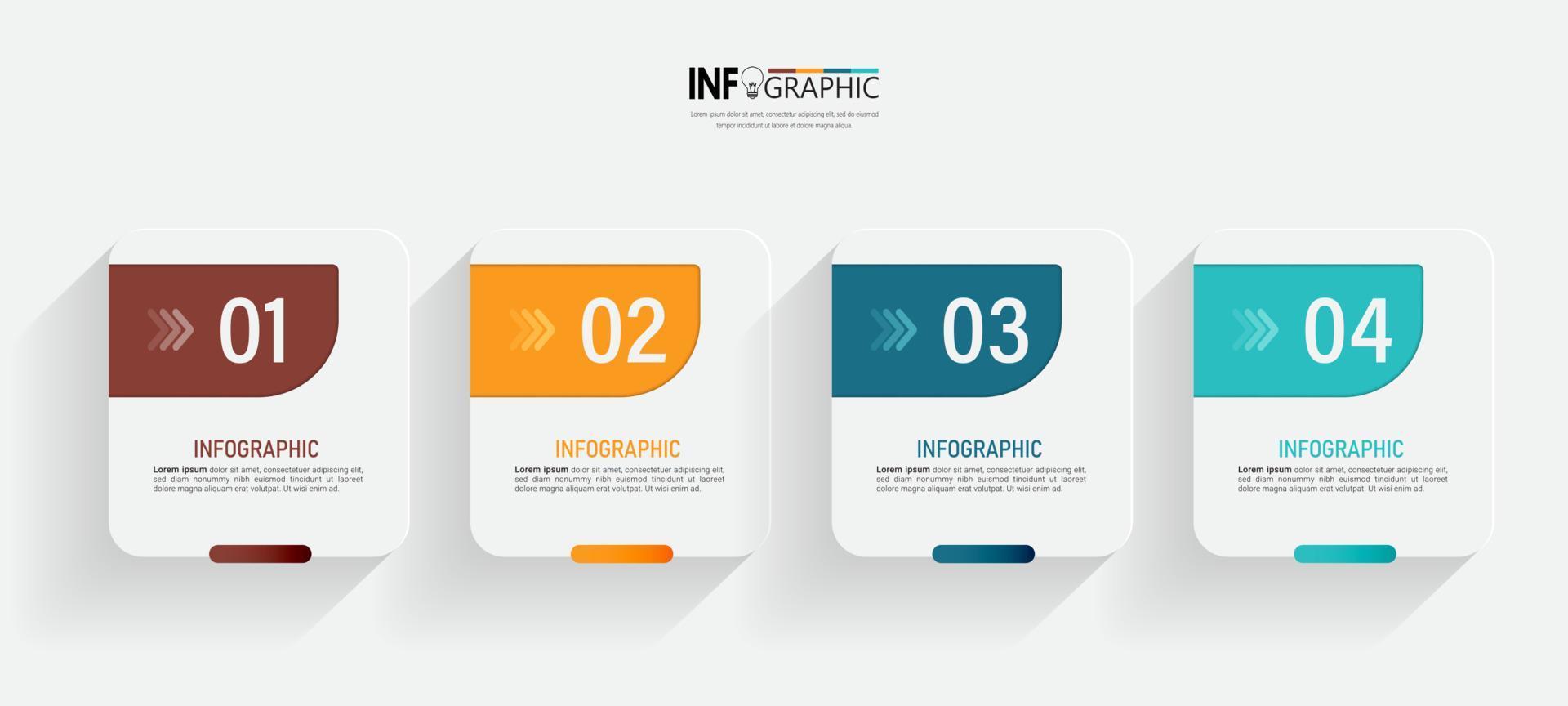 modèle de conception infographique, concept d'entreprise en 4 étapes vecteur