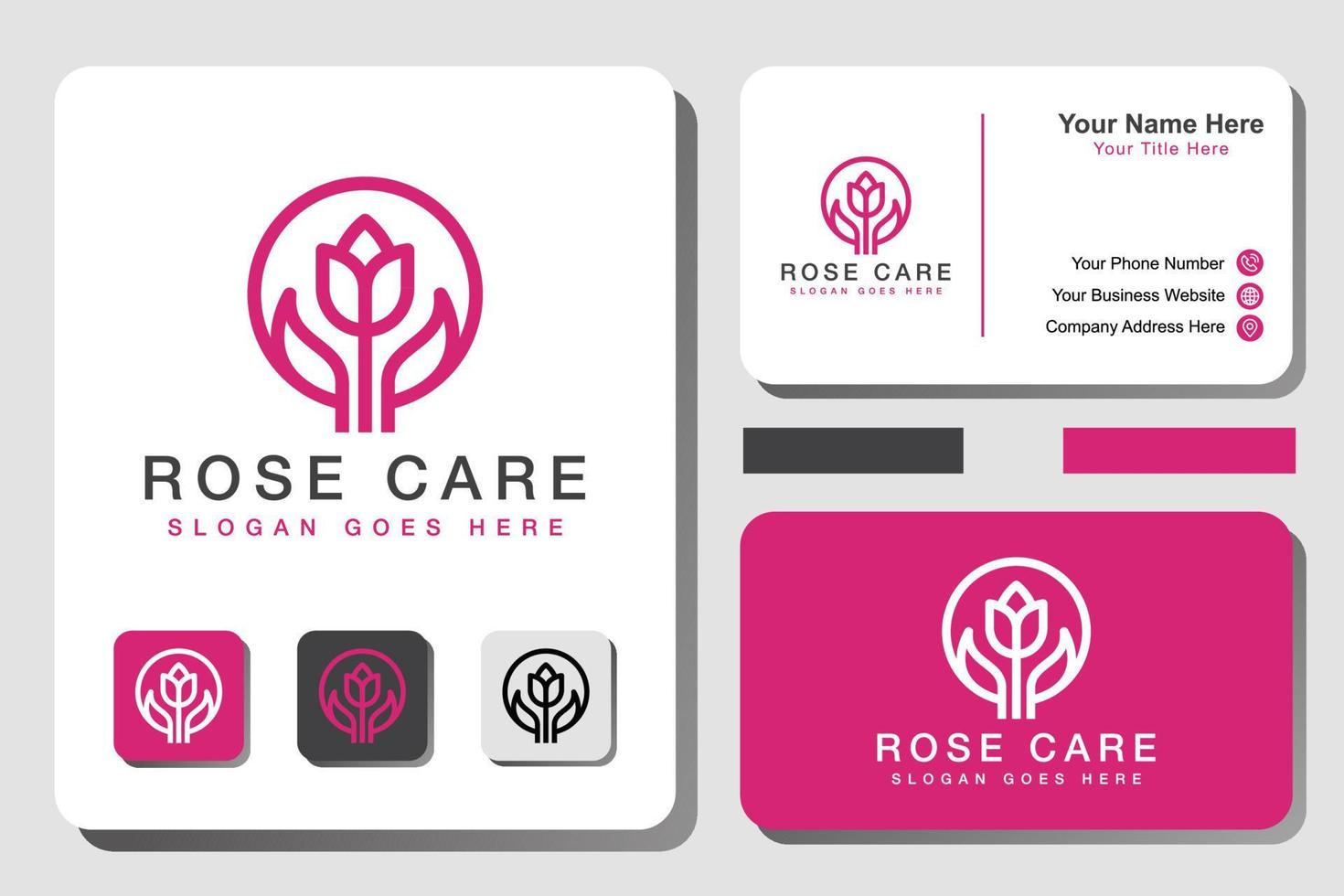 logo de soins de beauté moderne rose pour boutique, spa, cosmétiques, salon dans la conception de cartes de visite vecteur