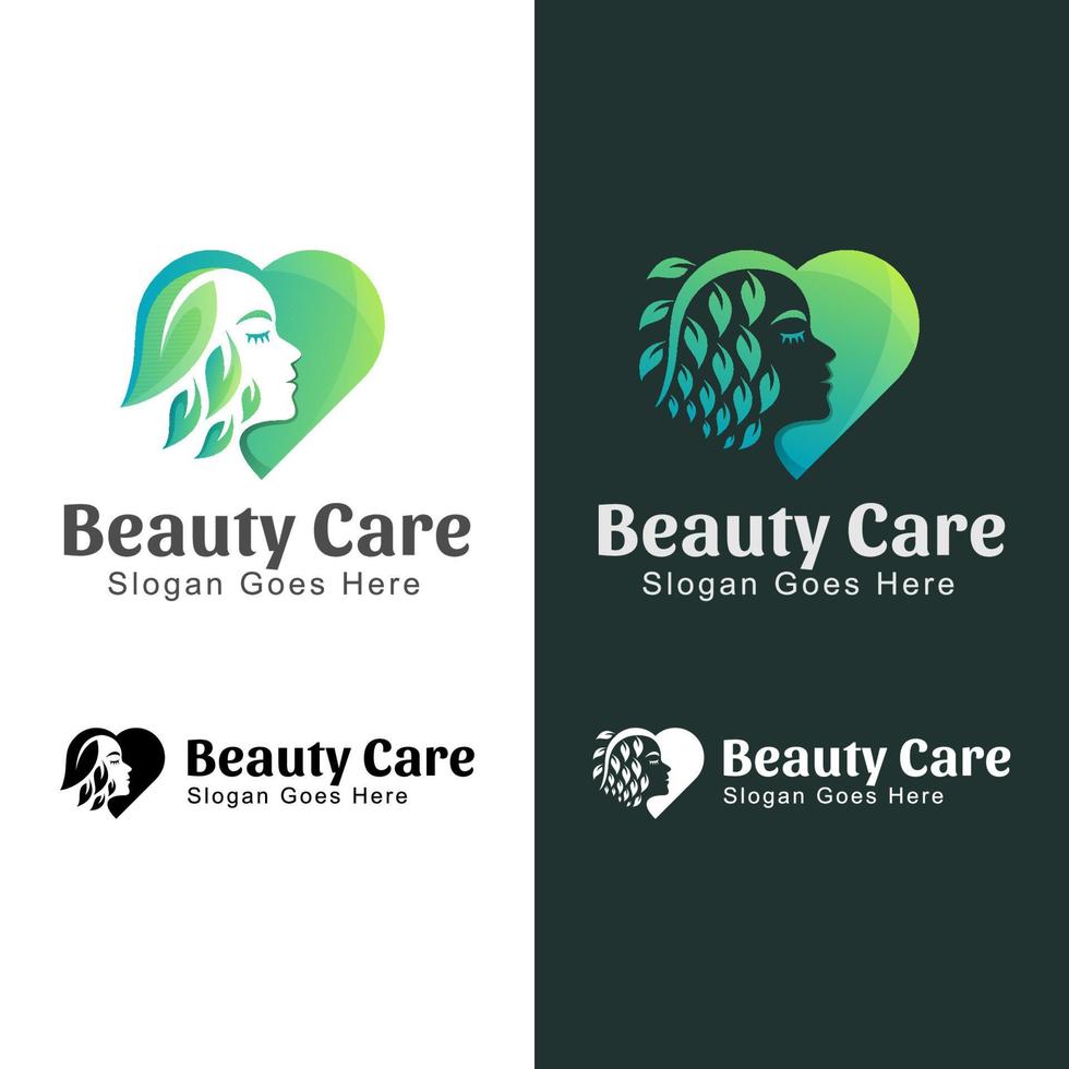 logo de soins de beauté nature, cosmétiques, spa, soins de la peau, conception de logo d'entreprise de salon deux versions vecteur