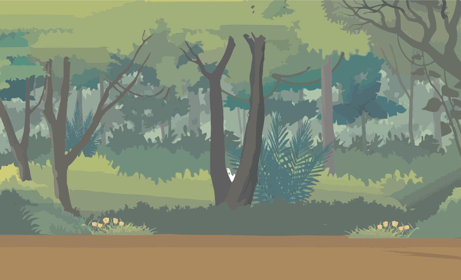 illustration de forêt verte adaptée à l'arrière-plan d'édition d'animation vecteur