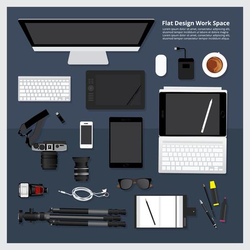 Illustration vectorielle de création et de conception graphique outil espace de travail isolé vecteur