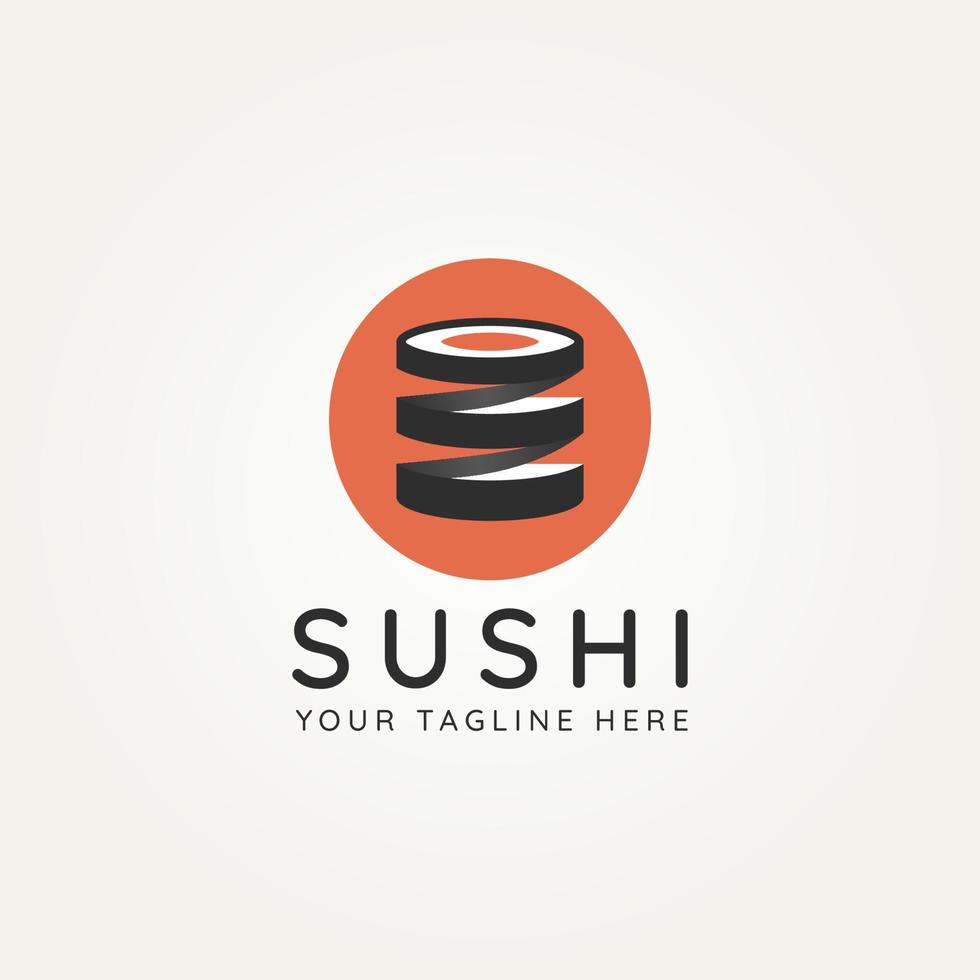 conception de logo plat minimaliste de tranches de sushi uniques vecteur