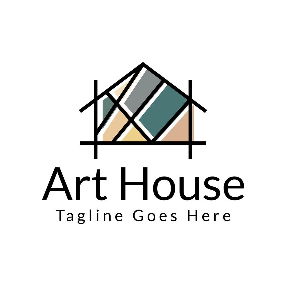 création de logo de maison d'art vecteur