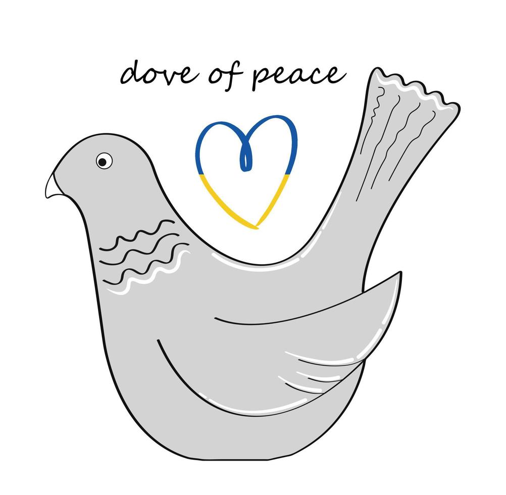 Colombe de paix. drapeau ukrainien. arrêter la guerre vecteur