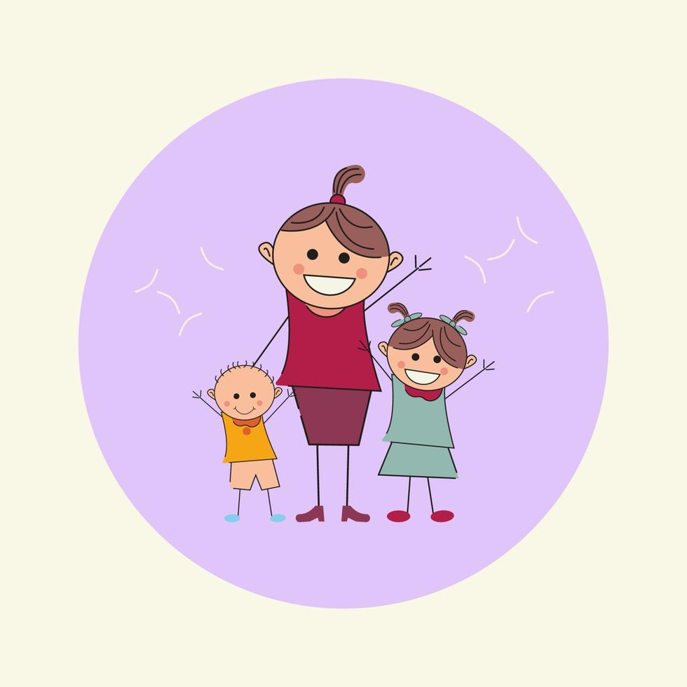 trois personnes. famille heureuse sans illustration vectorielle de père. notion de mère célibataire vecteur