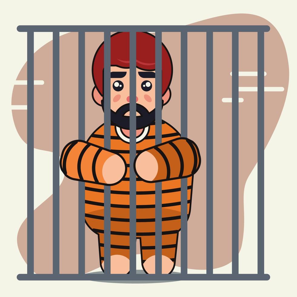 le prisonnier sur la prison illustration vectorielle de dessin animé mignon vecteur