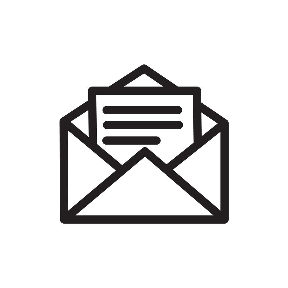 icône de courrier électronique de contour isolé sur fond gris. pictogramme d'enveloppe ouverte. symbole de courrier en ligne pour la conception de site Web, l'application mobile, l'interface utilisateur. illustration vectorielle. eps10 vecteur