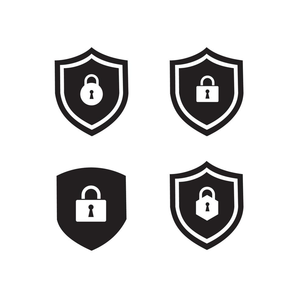 ensemble d'icônes de bouclier de sécurité, logotypes de boucliers de sécurité avec coche et cadenas. symboles de bouclier de sécurité. illustration vectorielle. vecteur