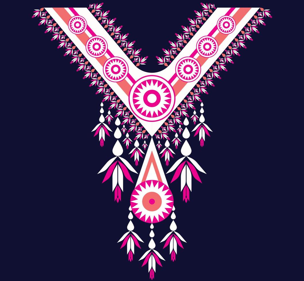 broderie encolure ethnique, géométrique, tribale, orientale, traditionnelle, conception de collier pour les femmes de la mode vecteur