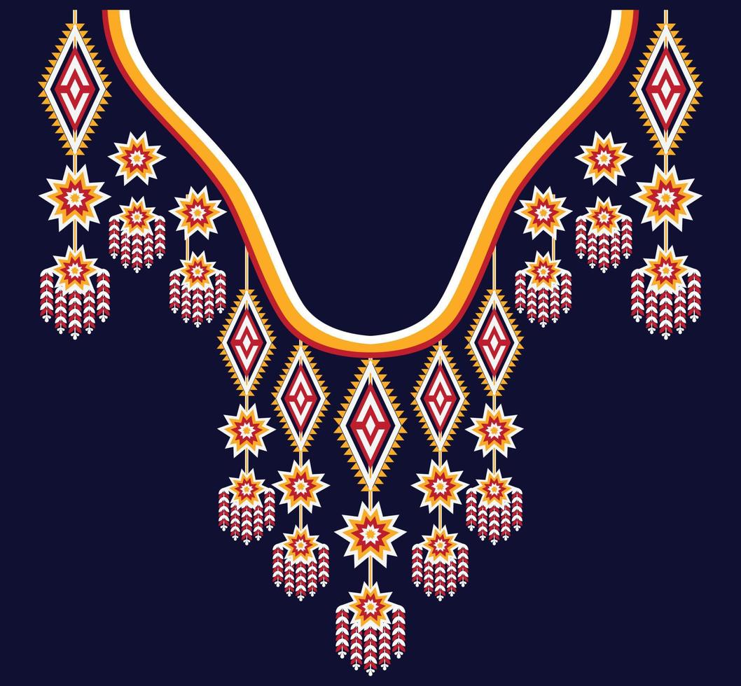 broderie encolure ethnique, géométrique, tribale, orientale, traditionnelle, conception de collier pour les femmes de la mode vecteur