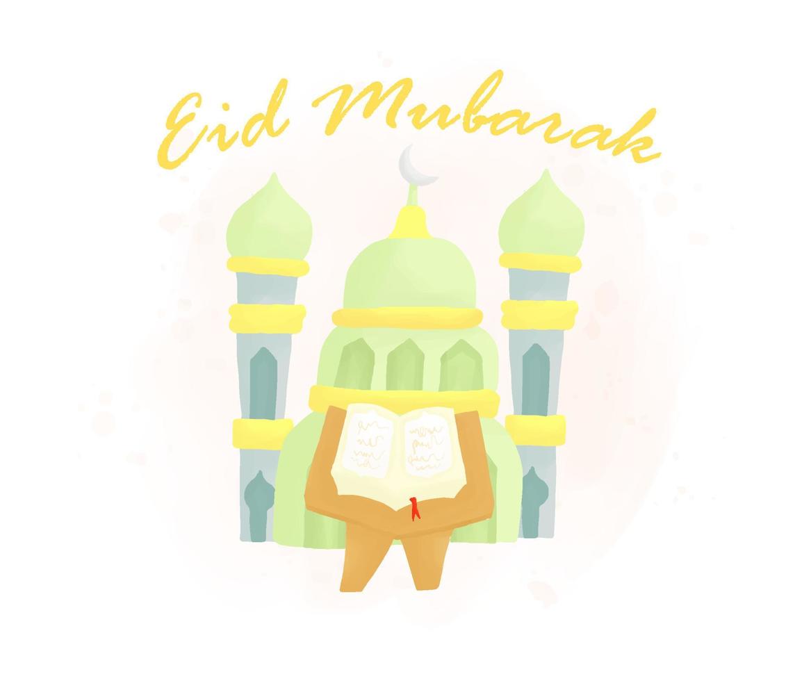 illustration eid mubarak dessinée à la main vecteur