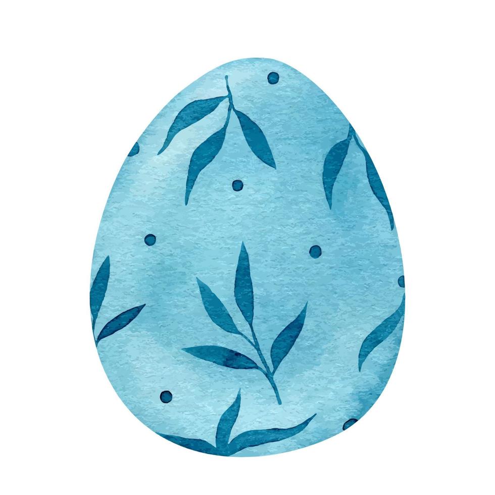 oeuf de pâques décoré avec un motif floral aux couleurs bleues. illustration dessinée à la main isolée sur fond blanc. parfait pour votre projet, cartes, impressions, couvertures, décorations. vecteur